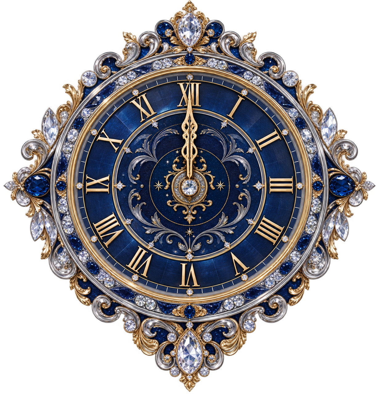 Reloj ornamental marcando la medianoche